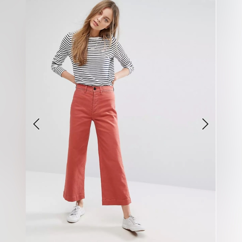 M.i.h Jeans Caron Cropped Wide Leg Jeans in Clay Red/ Size M